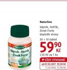 Doplněk stravy Vápník-hořčík-zinek forte Naturline