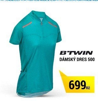 DÁMSKÝ CYKLISTICKÝ DRES 500 S KRÁTKÝM RUKÁVEM MODRO-RŮŽOVÝ