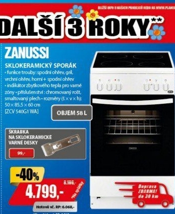 Sklokeramický sporák Zanussi ZCV 540G1 WA