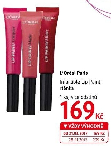 Rtěnka Infaillible Lip Paint L'Oréal Paris