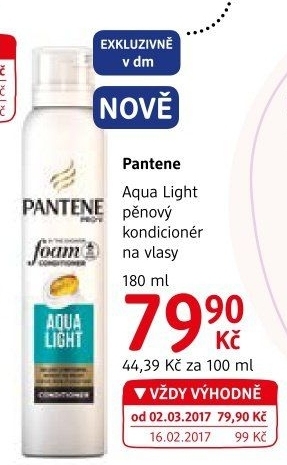 Pěnový kondicionér na vlasy Aqua light Pantene