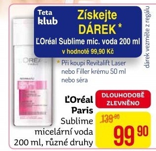 Micelární voda čistící Sublime L'Oréal