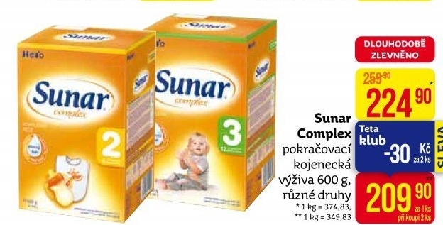 Kojenecké mléko Sunar Complex