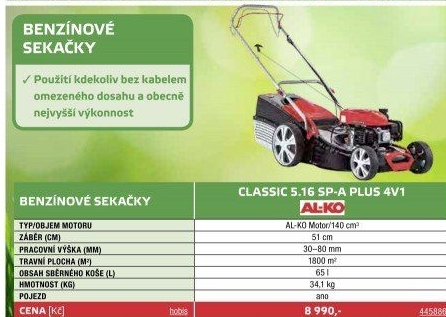 Benzínová rotační sekačka AL-KO Classic 5.16 SP-A Plus