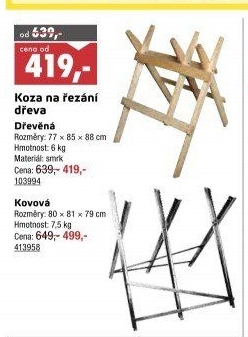 Dřevěná koza na řezání dřeva