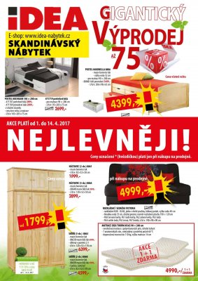 akční leták IDEA nábytek 1.4.2017-14.4.2017