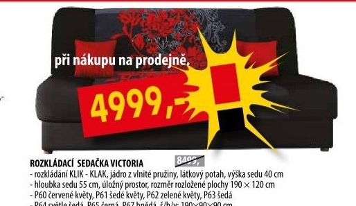 Pohovka VICTORIA červené květy