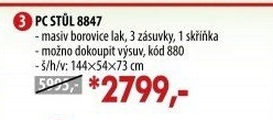 PC stůl 8847 lakovaný