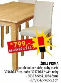 Židle PRIMA bílá/hnědá 3036