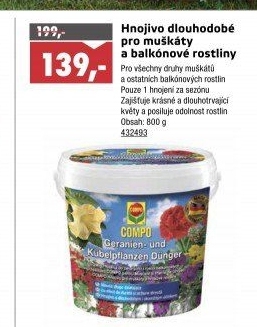 Hnojivo pro muškáty a balkonové rostliny Compo