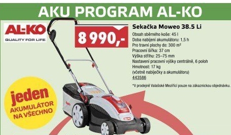 Sekačka rotační akumulátorová Moweo 38.5 Al-Ko