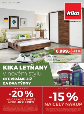akční leták Kika nábytek 24.4.2017-7.5.2017
