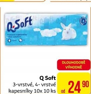 Papírové kapesníčky 3vrstvé Q Soft