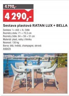 Zahradní set plastový Ratan Lux + Bella Mega Plast