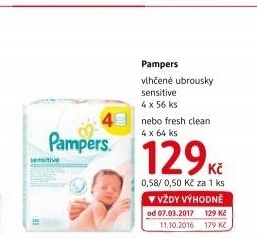 Vlhčené ubrousky dětské Pampers Sensitive