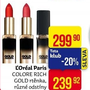 Rtěnka Color Riche Gold Obsession L’Oréal