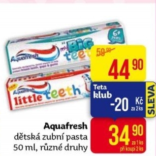 Pasta na zuby dětská Aquafresh