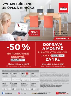 akční leták Kika nábytek 15.5.2017-4.6.2017