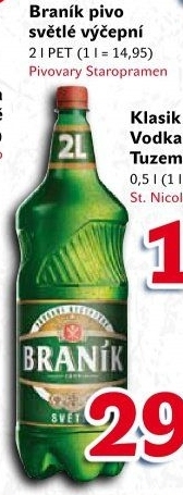 Pivo světlé výčepní 10° Braník