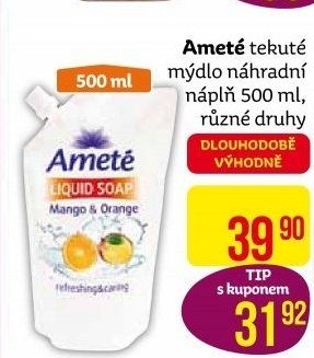 Tekuté mýdlo Ameté- náhradní náplň