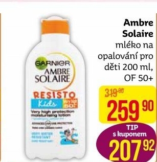 Mléko dětské na opalování OF 50+Ambre Solaire Garnier