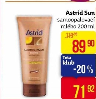 Samoopalovací mléko Astrid