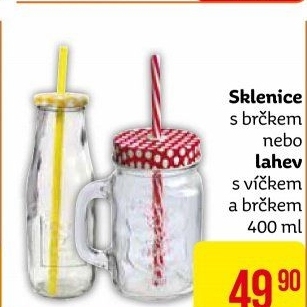 Sklenice s víčkem a otvorem na brčko