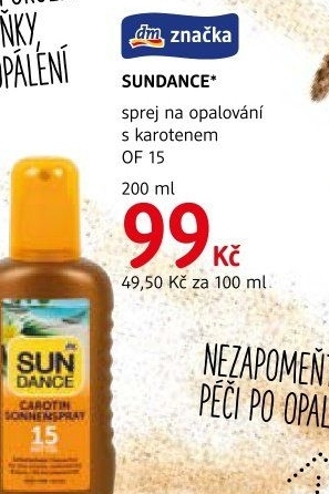 Sprej na opalováni s karotenem OF 15 Sundance