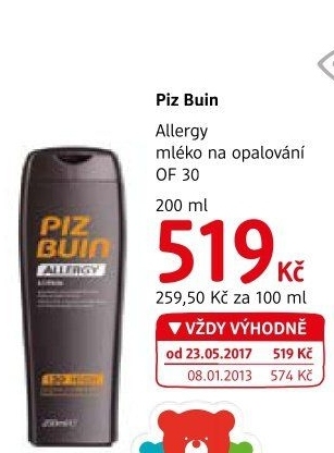 Mléko na opalování OF 30 Allergy Piz Buin