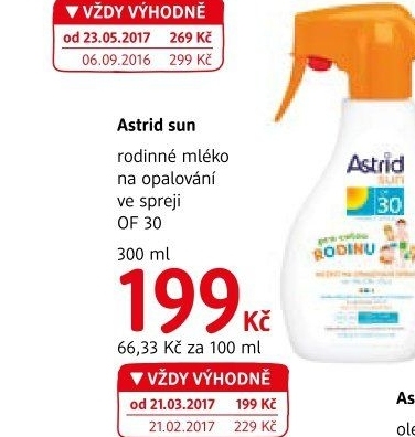 Mléko na opalování ve spreji OF 30 Astrid Sun