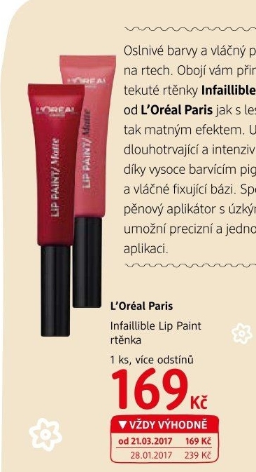 Rtěnka Infaillible Lip Paint L'Oréal Paris