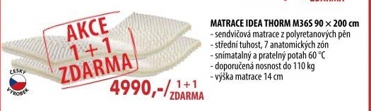 Matrace s potahem IDEA THORM 90x200x14 akce 1+1 zdarma