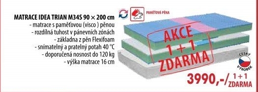 Matrace s potahem IDEA TRIAN 90x200x16 - Akce 1+1 ZDARMA
