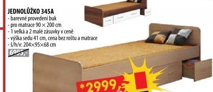 Jednolůžko s úložným prostorem 90x200