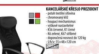 Kancelářské křeslo PREZIDENT červené K56