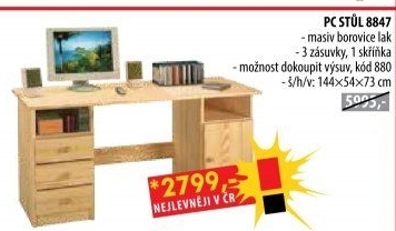 PC stůl 8847 lakovaný
