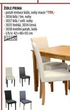 Židle PRIMA bílá/hnědá 3036