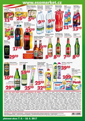 akční leták ESO MARKET 7.6.2017-18.6.2017