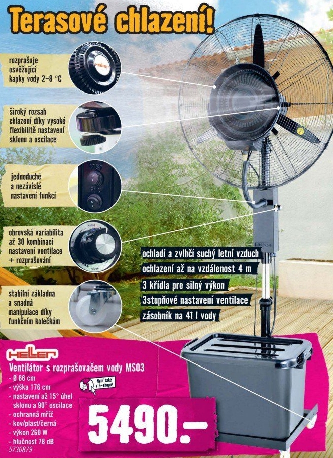 Ventilátor s rozprašovačem vody MS03