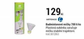 BADMINTONOVÉMÍČKY700BÍLÉ6KS