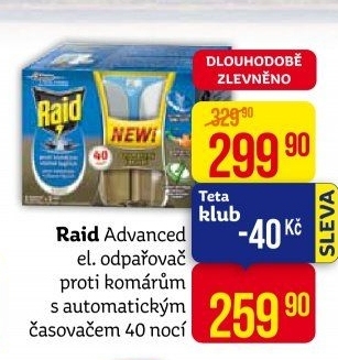 Odpařovač elektrický proti komárům Advanced 40 nocí Raid