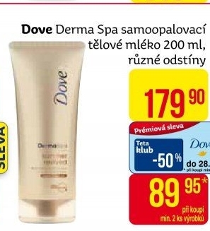 Tělové mléko tónovací DermaSpa Dove
