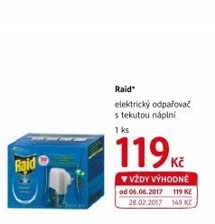 Odpařovač elektrický proti komárům Raid