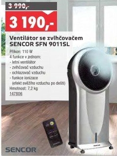 Ventilátor se zvlhčovačem Sencor SFN 9011SL