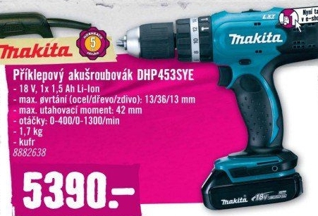 Aku příklepový šroubovák Makita DHP453SYE