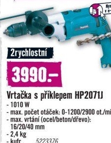 Příklepová vrtačka Makita HP 2071 J