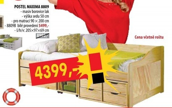 Jednolůžko se zásuvkami MAXIMA 8809