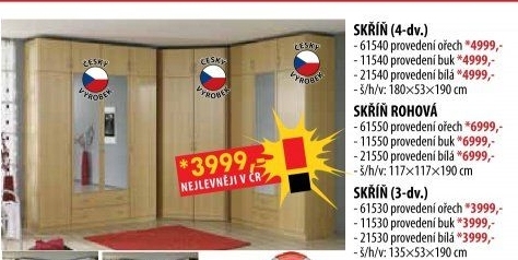 Skříň ESO 4dveřová 61540 ořech/bílá