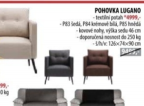 Pohovka LUGANO šedá