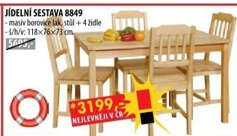 Stůl + 4 židle 8849 lak